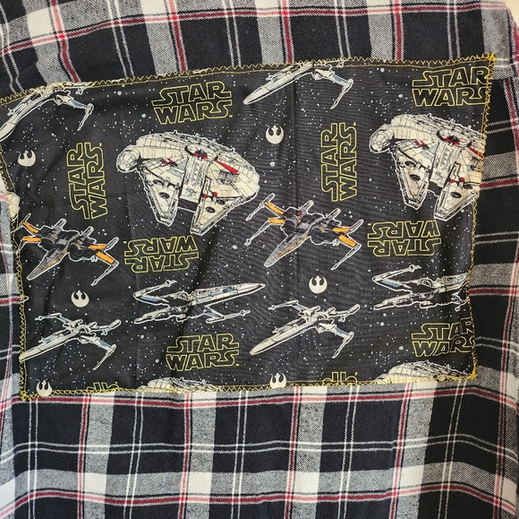 Women's Upcycled Plaid StarWars Button Down Long Sleeve Shirt Size Large - Picture 6 of 6